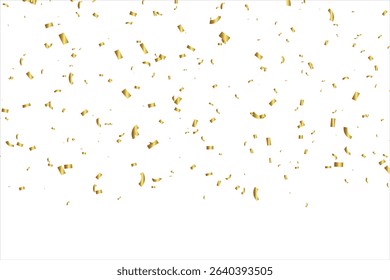 Vector gold confetti png. Confetti falling. Confetti, serpentine, tinsel. Decoration for the holiday, party celebration Birthday, Falling shiny golden confetti explosion, zigzag ribbon falls