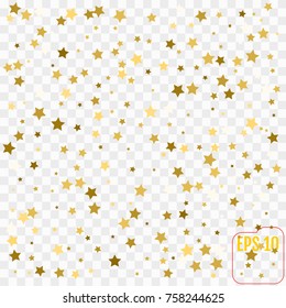 Vector gold confetti. Gold stars on white background