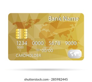 Vector gold Credit Card isolated