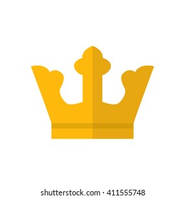 Vector Gold Crown in flat style isolated on a white background.