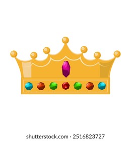 Vector gold crown icon. Simple crowning, queen or king crown design. Colored jewelry with crown. Royal imperial coronation symbol.