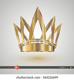 Vector. A gold crown. Metal. Isolated object on a white background. Icon.