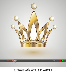 Vector. A gold crown. Metal. Isolated object on a white background. Icon.