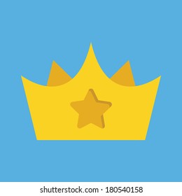 Vector Gold Crown with Star Sign Icon