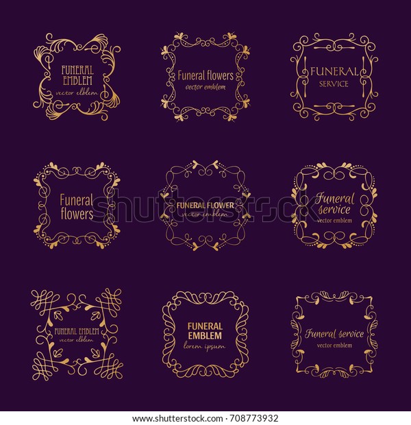 Vector Gold Decorative Frame Funeral Service Stock Vector Royalty