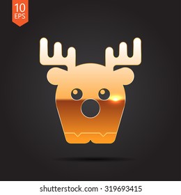 Vector gold deer icon on dark background 