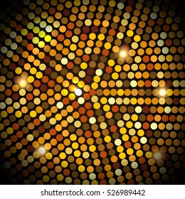 Vector gold disco lights purple background. Club neon pattern. Abstract lights background. Design for party flyers.
