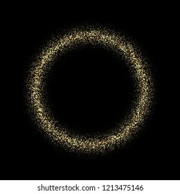 
Vector gold dust forming a circle on a dark background abstraction. Brochure Design Element