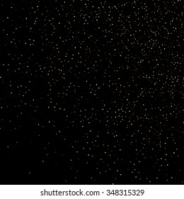 Vector gold dust glitter star wave fireworks abstract black background, design template