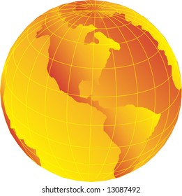 Vector gold Earth globe illustration