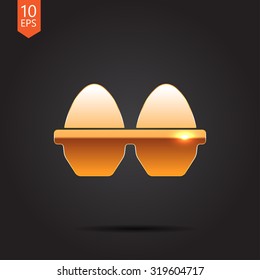Vector gold egg icon on dark background 