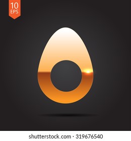 Vector gold egg icon on dark background 