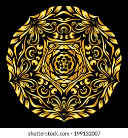 Vector gold element similar circle on black background