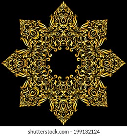 Vector gold element similar a nice flower on black background