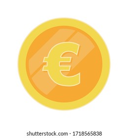 Vector gold euro coin in flat style.