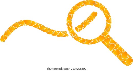 Icono de mosaico de gráfico de ondas de extracción de oro de vectores. El gráfico de ondas de exportación está aislado en un fondo blanco. Mosaico de elementos dorados basado en el icono de la gráfica de ondas de exportación.