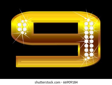 Vector gold figures with brilliants
