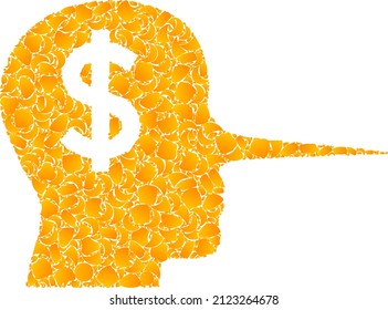 Vector gold financial liar mosaic icon. Financial liar is isolated on a white background. Gold particles mosaic based on financial liar icon. svg