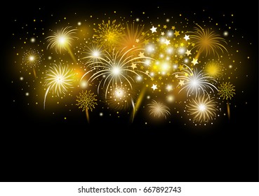 Vector gold firework design on black background