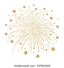 Vector gold firework on white background