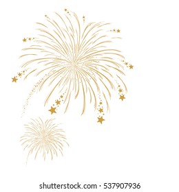 Vector gold firework on white background