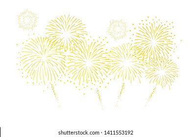 Vector gold fireworks illustration on white background