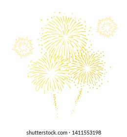 Vector gold fireworks illustration on white background