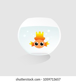 Vector of Gold fish in glass jar.