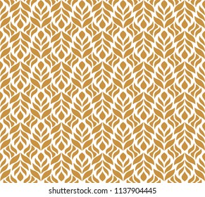Vector Gold Floral Art Nouveau Seamless Pattern. Geometric decorative leaves texture. Retro stylish background. 