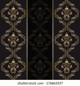 Vector gold floral seamless ornament with place for text.