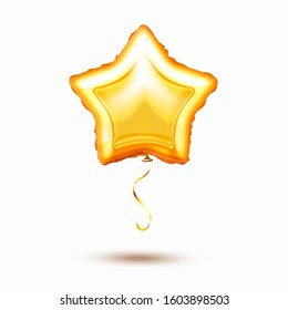 Vector Gold foil star balloon realistic 3d render air balloon in white background. Party balloon event design decoration. Balloons isolated Party decoration wedding, birthday, celebration, anniversary
