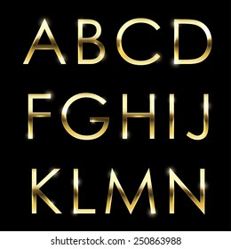 Vector gold font collection. Golden letters.