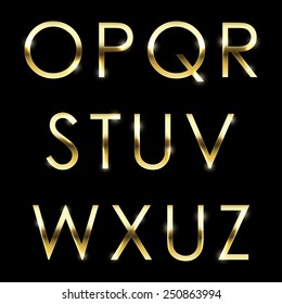 Vector Gold Font Collection. Golden Letters.