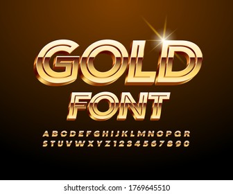 Vector Gold Font. Letras y números de alfabetos de lujo creativos