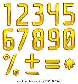 Vector gold font digits