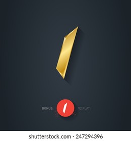 Vector gold font, Letter I. Elegant Template for company logo. 3d Metallic Design element or icon. Pseudo origami style, including flat version.