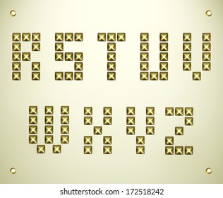 Vector gold font with stud / can be used banners, invitation, congratulation or website layout vector/ gold metal stud