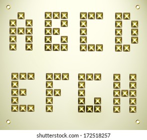 Vector gold font with stud / can be used banners, invitation, congratulation or website layout vector/ gold metal stud