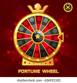 Vector Gold Fortune Wheel illustration For Ui Game element, background glow