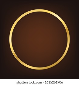 Vector gold frame. Golden circle frame. Metal simple frame.