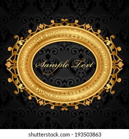 Vector gold frame on black wall
