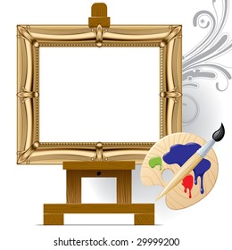 Vector gold frame on a easel