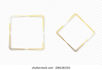 Vector Gold Frame On Isolated Transparent Background. Gold Frame Png, Square Frame Png, Vintage Frame, Gold Texture.