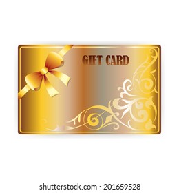 Vector gold gift coupon, gift card with lace ornament