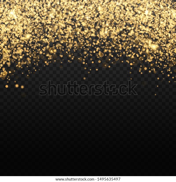 Vector Gold Glitter Backdrop Transparent Falling Stock Vector (Royalty ...