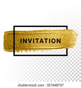 Vector Gold Glitter Background With Border Frame.