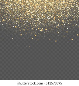 Vector gold glitter background. Star dust sparks transparent background