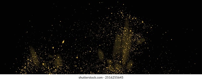 Vector gold glitter confetti glowing decoration elements