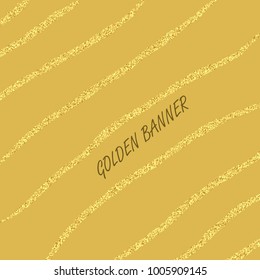 Vector gold glitter confetti lines on a gold background.