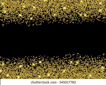Vector gold glitter confetti pattern on white background. Shine premium wallpaper for vip greeting card.